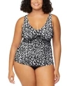 Island Escape Plus Size Monterey Printed Tankini Plus Size Solid Bikini Briefs Exclusively At Macys In Black,white