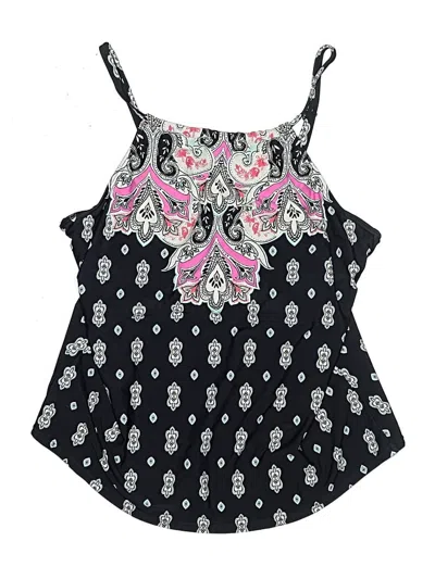 Pre-owned Island Escape Swimsuit Top Black Paisley Pattern Swimwear