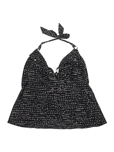 Pre-owned Island Escape Swimsuit Top Black Tweed Pattern Swimwear