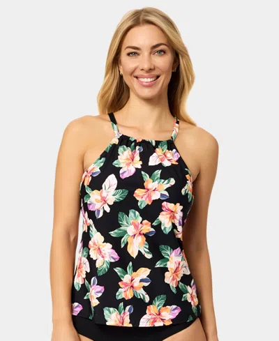 Island Escape Womens Cali Tankini Top Macys Exclusive Bottoms In Black