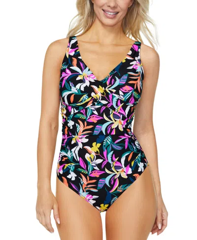 Island Escape Women's Convertible One-piece Swimsuit, Created For Macy's In Black Multi