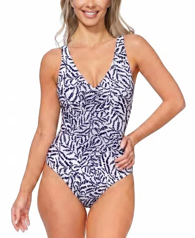 Island Escape Women's Coral Cove Underwire One-piece Swimsuit, Macy's Exclusive In Blue
