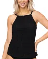 Island Escape Women's Crochet Underwire Tankini Top, Created For Macys In Black
