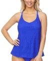 Island Escape Women's Crochet Underwire Tankini Top, Exclusively At Macy's In Blue