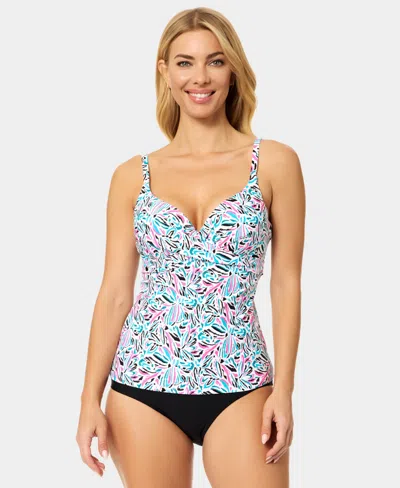 Island Escape Women's Gemini Underwire V-neck Tankini Top In Multi