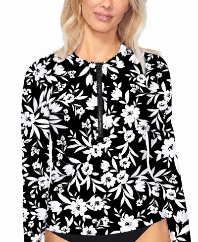 Island Escape Women's Half-zip Rash Guard In Black