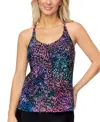 Island Escape Womens Printed Underwire Tankini Top High Waist Tummy Control Swim Skirt Exclusively At Macys In Black,pink