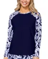 Island Escape Womens Pullover Rashguard Tummy Control Bottoms Exclusively At Macys In Blue