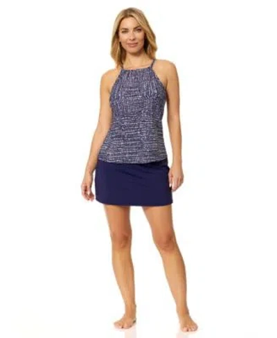 Island Escape Womens Cali High Neck Underwire Tankini Top La Palma High Waist Tummy Control Swim Skirt Macys Exclu In Blue