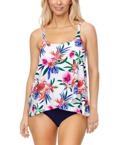 Island Escape Womens Capetown Underwire Tankini Top High Waist Tummy Control Bikini Bottoms Exclusively At Macys In White Multi