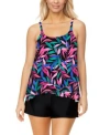Island Escape Womens Capetown Underwire Tankini Top Pull On Swim Shorts Exclusively At Macys In Black Multi