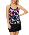 Island Escape Womens Printed Underwire Tankini Top High Waist Tummy Control Swim Skirt Exclusively At Macys In Black Multi