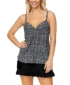Island Escape Womens Scorpio Underwire Tankini Top Ruffled Swim Skirt Exclusively At Macys In Black,white