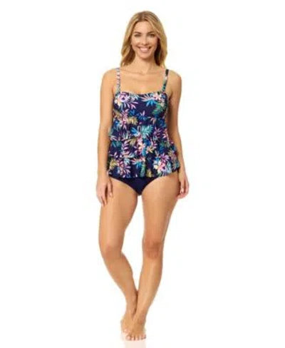 Island Escape Womens Tiered Printed Tankini Top High Waist Tummy Control Top Bikini Bottoms Macys Exclusive In Multi