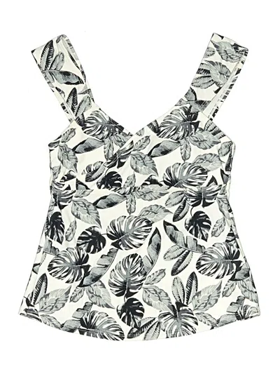 Pre-owned Island Soul Swimsuit Top Ivory Print Pattern Swimwear In White