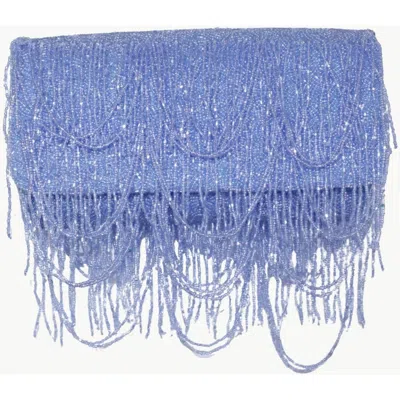Island To East Side Fringes All Over Medium Structured Bag In Blue