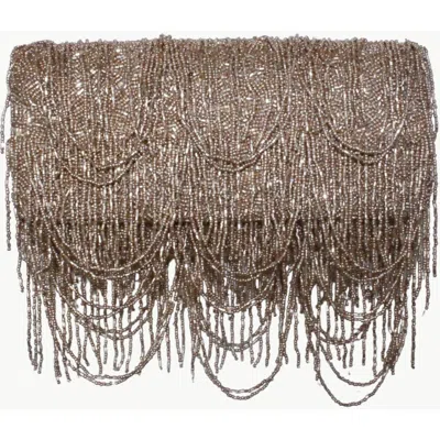 Island To East Side Fringes All Over Medium Structured Bag In Gold
