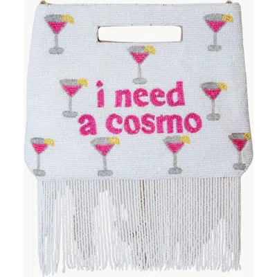 Island To East Side I Need A Cosmo Handle Pouch, Fringe In White
