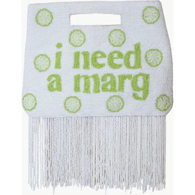Island To East Side I Need A Martini Handle Pouch, Fringe In White