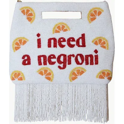 Island To East Side I Need A Negroni Handle Pouch, Fringe In White