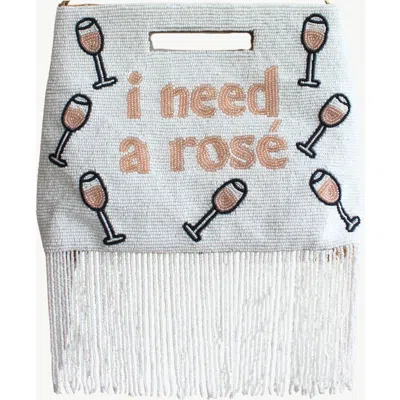 Island To East Side I Need A Rosé Handle Pouch, Fringe In Black