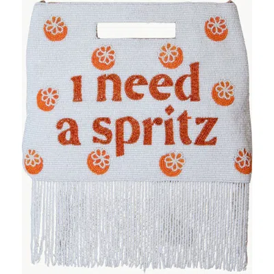 Island To East Side I Need A Spritz Handle Pouch, Fringe In White