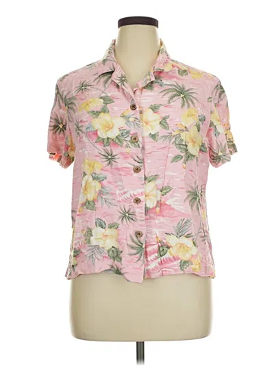 Pre-owned Island Traders Short Sleeve Blouse In Pink