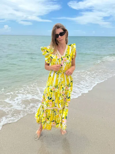 Islapayal Amalfi Maxi Dress In Lemon In Multi