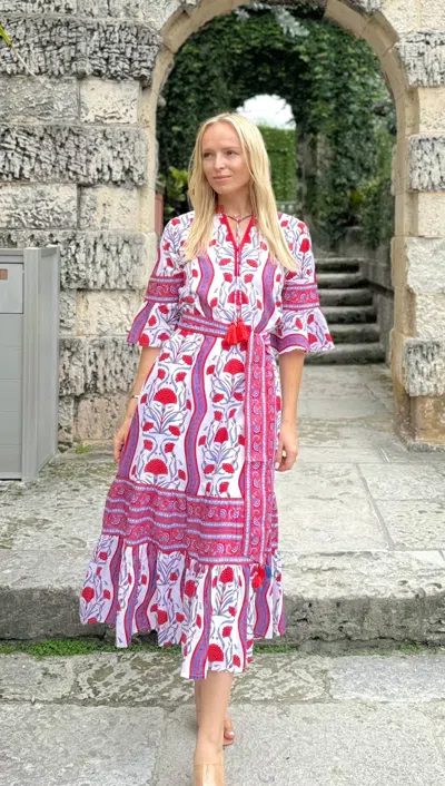 Islapayal Ascot Maxi Dress In Deco Poppy Red In Multi