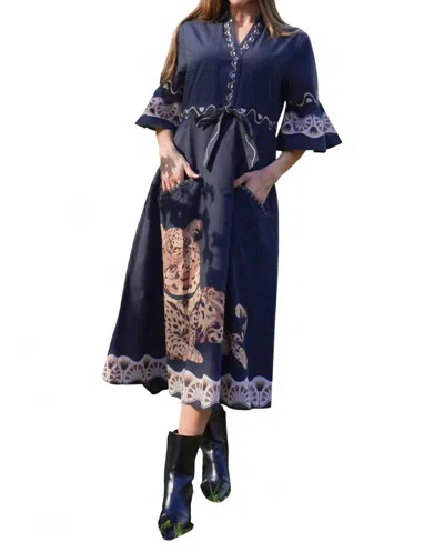 Islapayal Cape Midi Dress In Cheetah Black In Multi