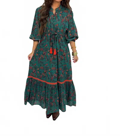 Islapayal Cape Midi Dress In Partridge Teal In Green