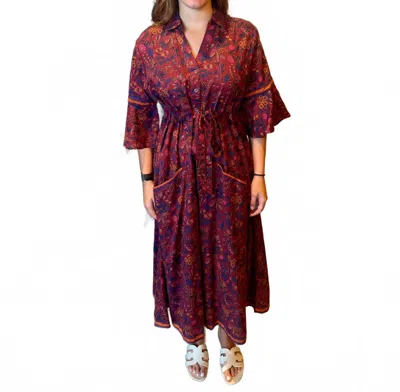 Islapayal Cape Midi Dress In Partridge Wine In Multi