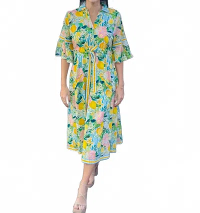 Islapayal Cape Midi Dress In Riviera In Multi