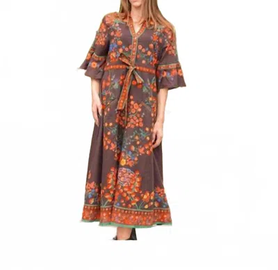 Islapayal Cape Midi Dress In Woodland Brown In Multi