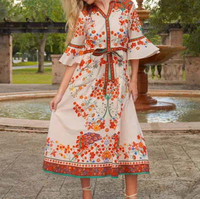 Islapayal Cape Midi Dress In Woodland Tan In Multi