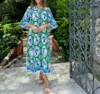 Islapayal Como Midi Dress In Monkey Chinoiserie Jade In Blue