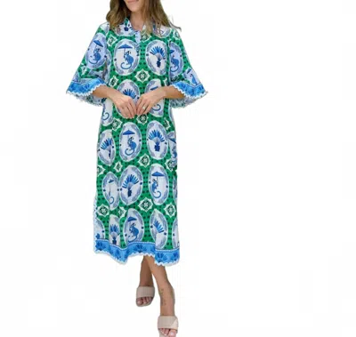 Islapayal Como Midi Dress In Monkey Chinoiserie Jade In Multi