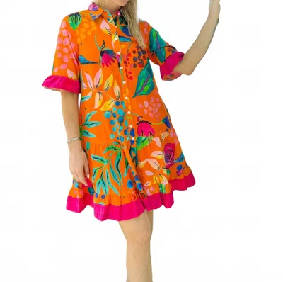 Islapayal Lisbon Mini Dress In Bee's Garden Orange In Multi