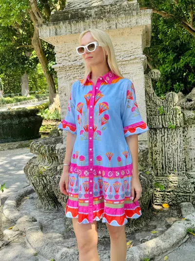 Islapayal Lisbon Mini Dress In Lotus Blue In Multi