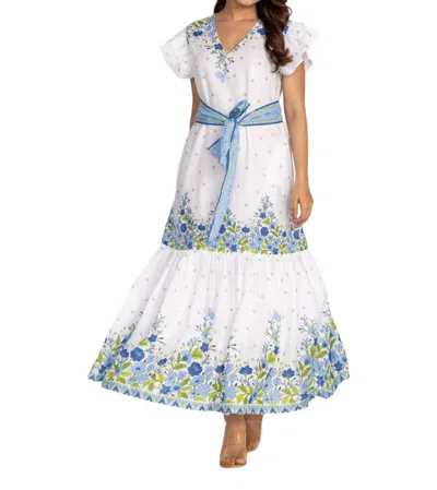 Islapayal Malibu Maxi Dress In Peony Blue In White