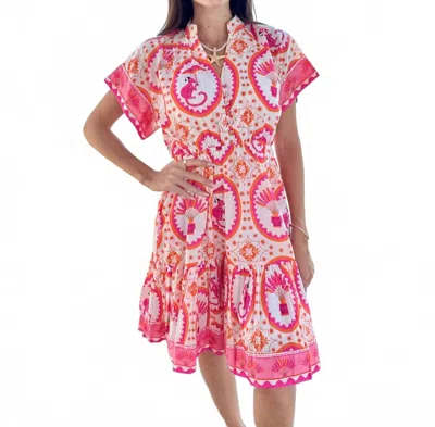 Islapayal Rhodes Mini Dress In Monkey Chinoiserie Pink In Multi