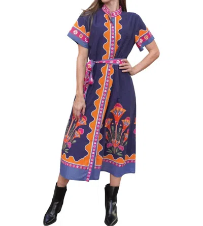Islapayal Sydney Shirt Dress In Lotus Navy In Multi