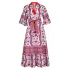 Islapayal Ascot Maxi Dress In Deco Poppy Red In Pink