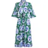 Islapayal Como Midi Dress In Monkey Chinoiserie Jade In Green