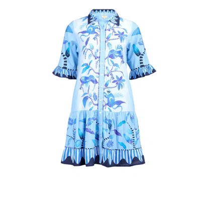 Islapayal Women's White / Blue Lisbon Minidress Cotton Poplin