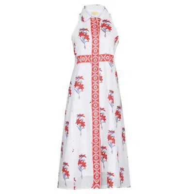Islapayal Women's White / Red Windsor Midi In White/red
