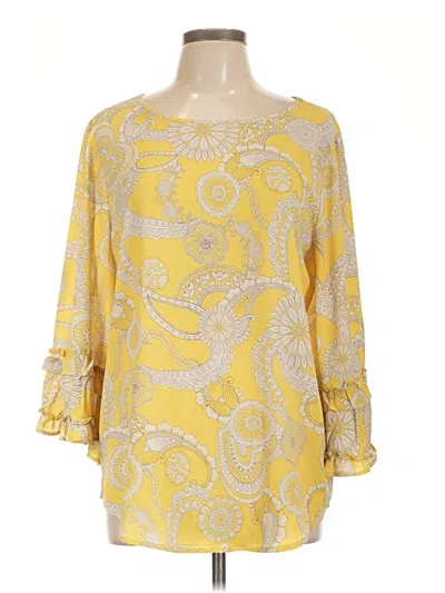 Pre-owned Isle By Melis Kozan 3/4 Sleeve Blouse In Yellow