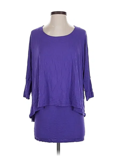 Pre-owned Isle By Melis Kozan 3/4 Sleeve Top Purple Boatneck Tops