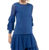 Isle By Melis Kozan Azurmsh Ruffle Sleeve Top In Royal Blue In Blue