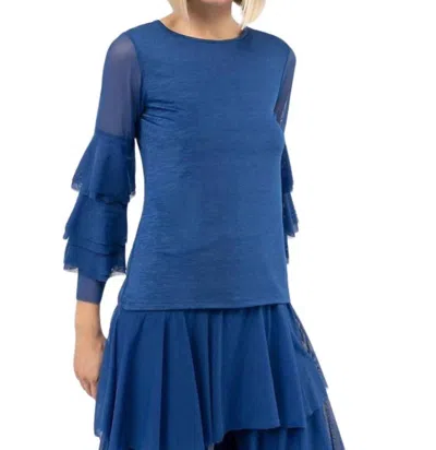 Isle By Melis Kozan Azurmsh Ruffle Sleeve Top In Royal Blue